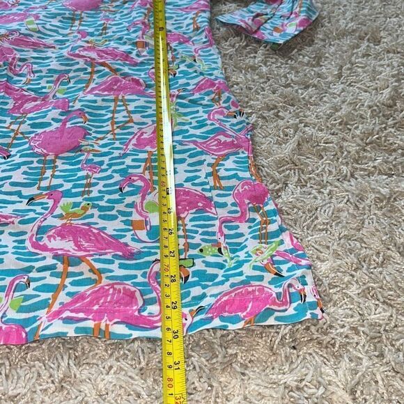 Gretchen Scott Cotton Gauze Tunic Beach Cover Up Pink Flamingos Small S EUC - Picture 6 of 15